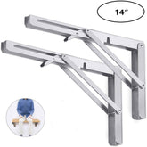 2PCS 14inch Steel Wall Mounted Folding Triangle Angle Shelf Support Bracket Rack
