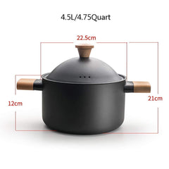 Non-stick Carbon Steel Dutch oven soup pot pan frying pan with lid wooden handle