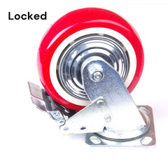 4x 5 inch Industrial Swivel Brake Locking Caster Castor Wheels Casters 2x swivel 2x fixed for Cart Furniture Workbench