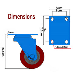 5 inch Industrial Caster Wheels Swivel with Brake Locking Casters Castor Wheels Cart Furniture Workbench