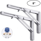 2PCS 8inch Steel Wall Mounted Folding Triangle Angle Shelf Support Bracket Rack