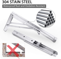 2PCS 8inch Steel Wall Mounted Folding Triangle Angle Shelf Support Bracket Rack