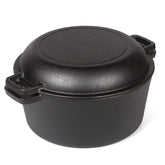 26cm 2-in-1 Cast Iron Dutch Oven & Skillet Set – Pre-Seasoned, Dual-Use Pot with Fry Pan Lid