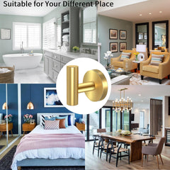 2 Pcs Wall Mount Bathroom Towel Hooks Holder Cloth Hanger Hook Kitchen Door Hanger Gold