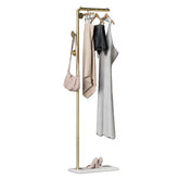 Metal Coat Rack Marble Base Hooks Clothes Coats Bag Tree Hat Display Hanger Stand Organiser 2 Pole