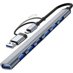 USB Hub 3.0 7 Ports Aluminium USB C to USB 3.0 Hub for MacBook Mac Pro/Mini iMac Laptop