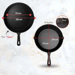 10inch 26cm Cast Iron Skillet Cookware Frying pan Pre-Seasoned Grill Pan Pans