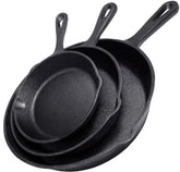 Cast Iron Skillet Cookware 3-Piece Set Frying pan Grill Pan 10" 8" 6" Pans