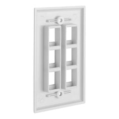 6 Port QuickPort outlet Wall Plate face plate, six Gang White