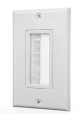 White Brush Wall Plate Wires Cable Access Strap Management Socket Mount Port HDMI