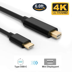 1.8M USB C Type C to Mini Displayport Cable Mini DP Adapter 4K Apple Samsung
