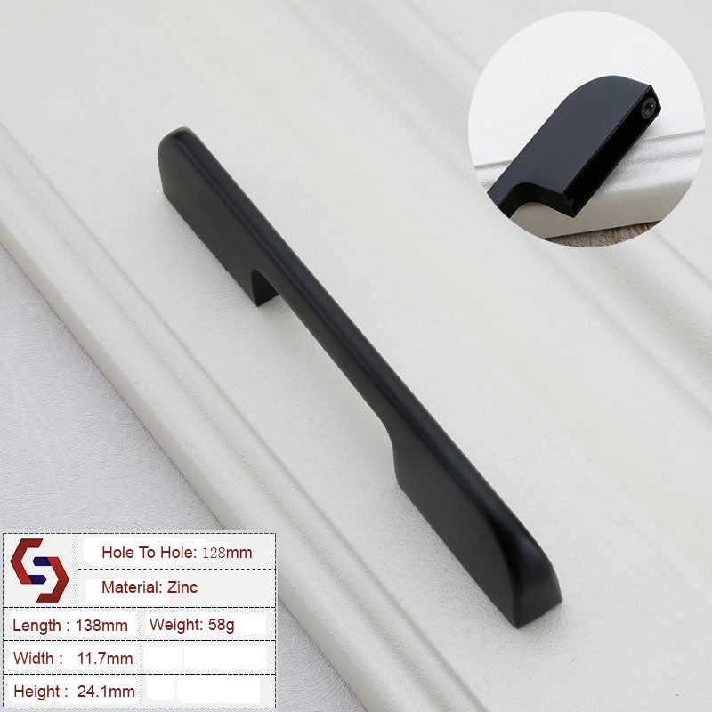 Zinc Kitchen Cabinet Handles Drawer Bar Handle Pull Black Silver Brushed Silver 128MM 160MM 256MM 320MM