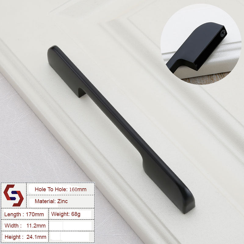 Zinc Kitchen Cabinet Handles Drawer Bar Handle Pull Black Silver Brushed Silver 128MM 160MM 256MM 320MM