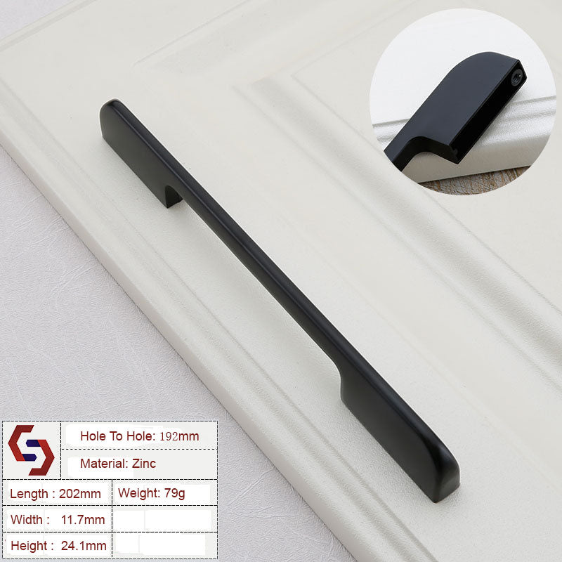 Zinc Kitchen Cabinet Handles Drawer Bar Handle Pull Black Silver Brushed Silver 128MM 160MM 256MM 320MM
