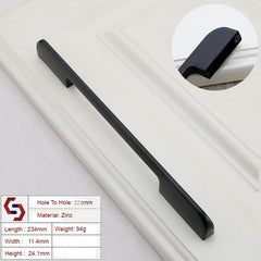 Zinc Kitchen Cabinet Handles Drawer Bar Handle Pull Black Silver Brushed Silver 128MM 160MM 256MM 320MM