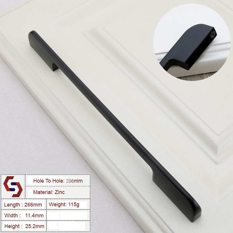 Zinc Kitchen Cabinet Handles Drawer Bar Handle Pull Black Silver Brushed Silver 128MM 160MM 256MM 320MM