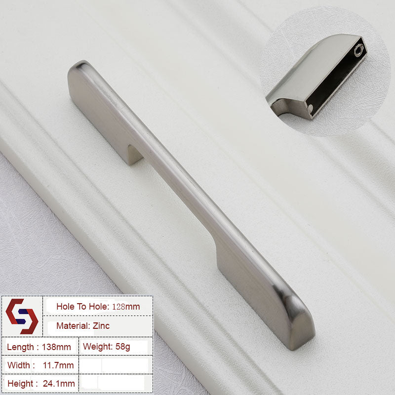 Zinc Kitchen Cabinet Handles Drawer Bar Handle Pull Black Silver Brushed Silver 128MM 160MM 256MM 320MM