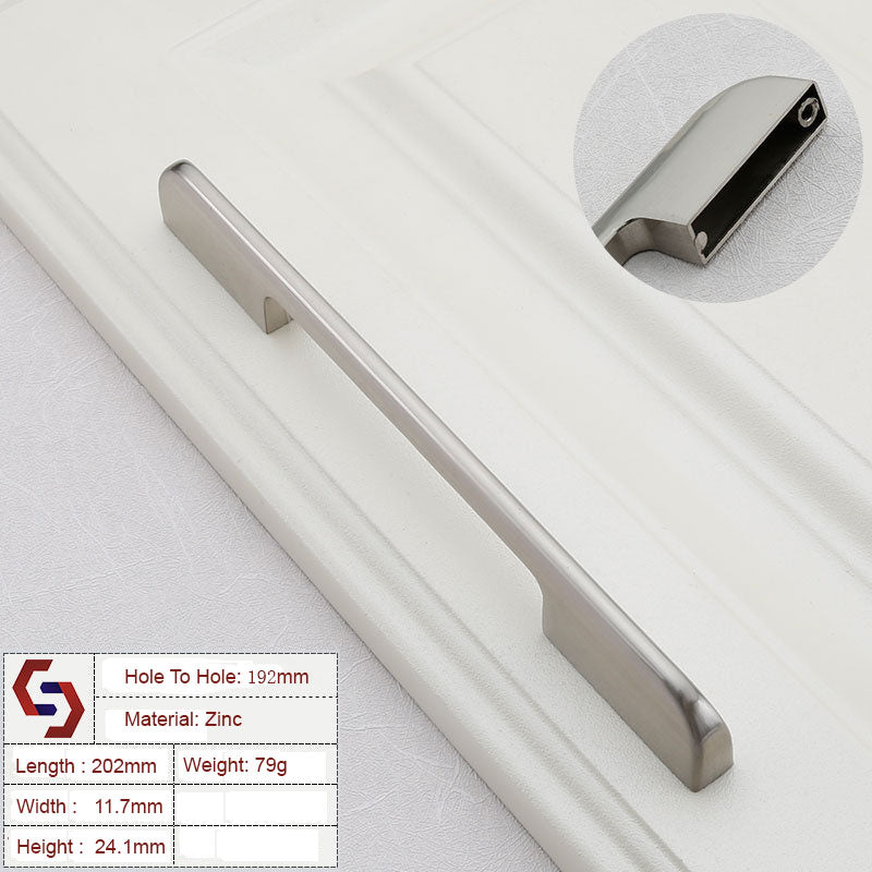 Zinc Kitchen Cabinet Handles Drawer Bar Handle Pull Black Silver Brushed Silver 128MM 160MM 256MM 320MM