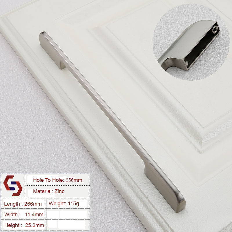Zinc Kitchen Cabinet Handles Drawer Bar Handle Pull Black Silver Brushed Silver 128MM 160MM 256MM 320MM