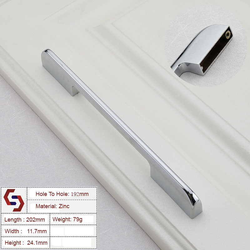 Zinc Kitchen Cabinet Handles Drawer Bar Handle Pull Black Silver Brushed Silver 128MM 160MM 256MM 320MM