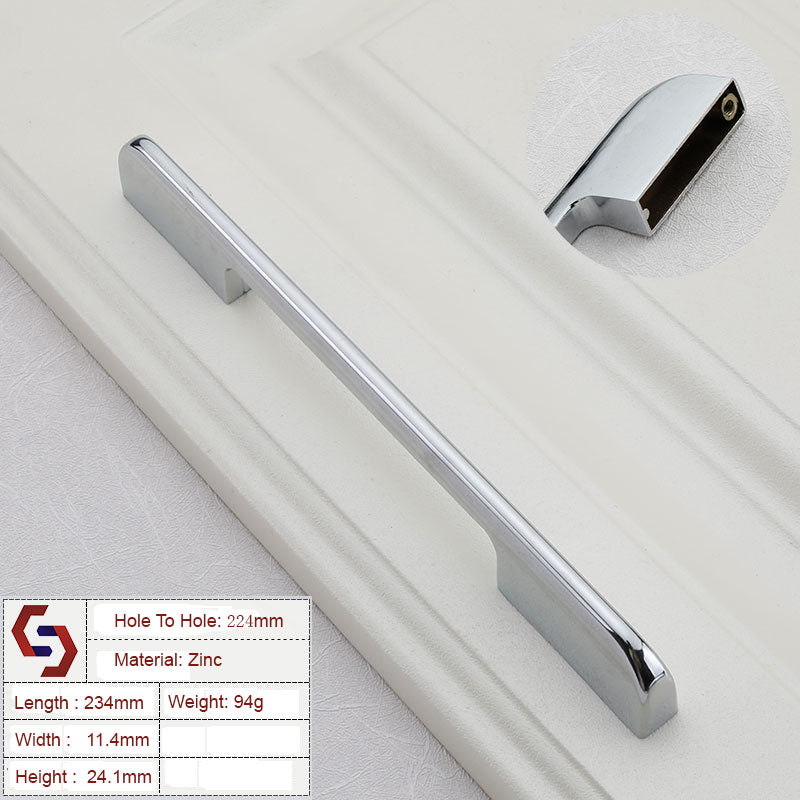 Zinc Kitchen Cabinet Handles Drawer Bar Handle Pull Black Silver Brushed Silver 128MM 160MM 256MM 320MM