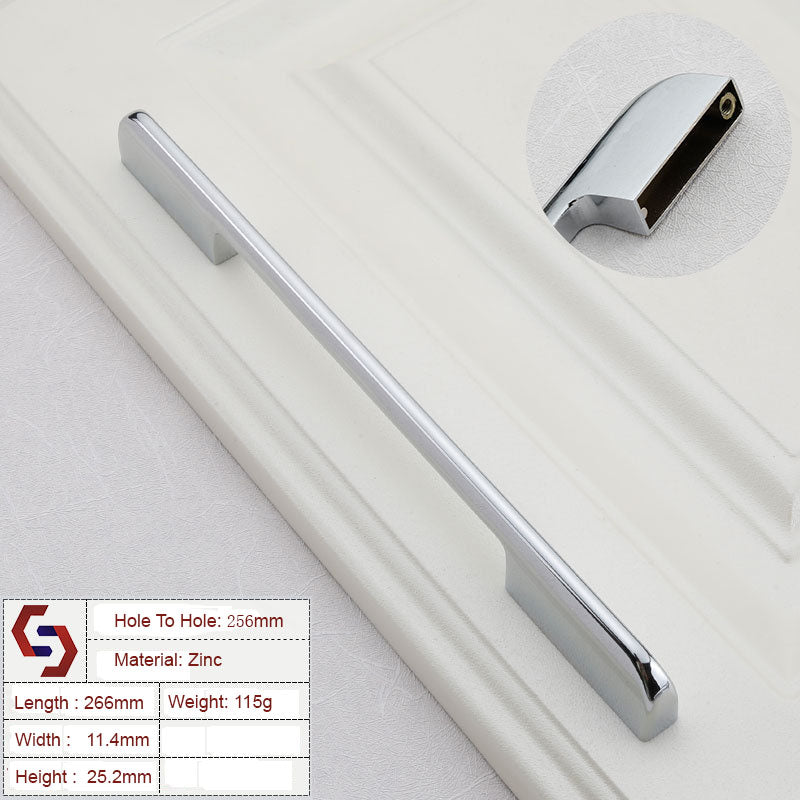 Zinc Kitchen Cabinet Handles Drawer Bar Handle Pull Black Silver Brushed Silver 128MM 160MM 256MM 320MM