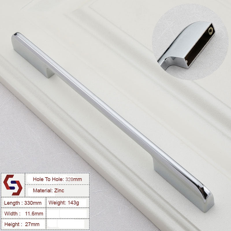 Zinc Kitchen Cabinet Handles Drawer Bar Handle Pull Black Silver Brushed Silver 128MM 160MM 256MM 320MM