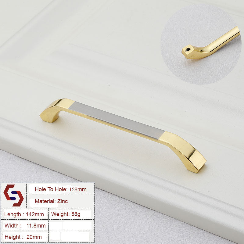 Zinc Kitchen Cabinet Handles Bar Drawer Handle Pull Gold Silvercolor 96MM 128MM
