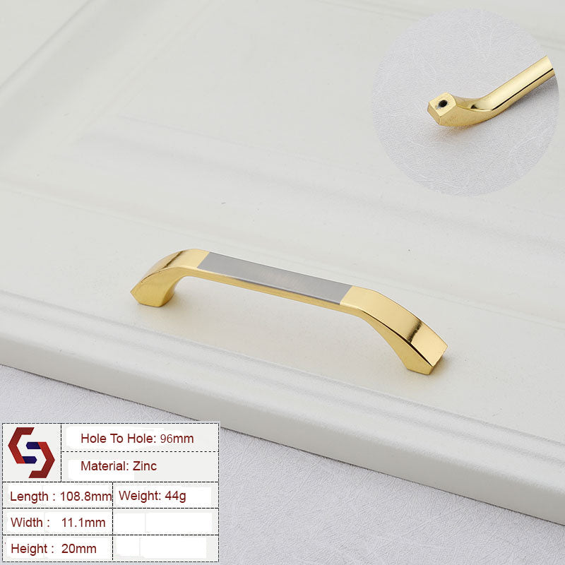 Zinc Kitchen Cabinet Handles Bar Drawer Handle Pull Gold Silvercolor 96MM 128MM