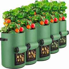 5-Pack 7 Gallons Plant Grow Bag Potato Container Pots with Handles Garden Planter