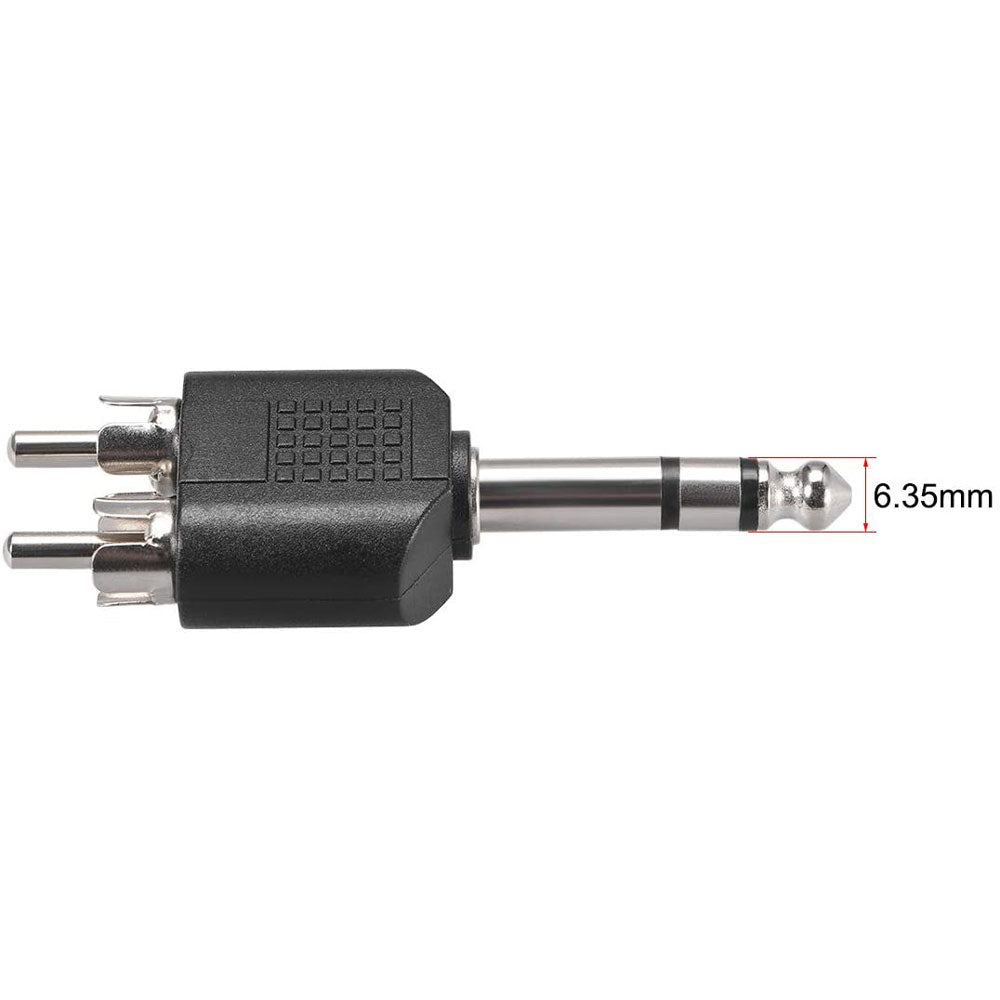1/4" 6.35mm Mono Male To 2X RCA male Audio Connector Adapter Splitter