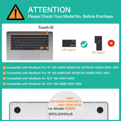 Keyboard Cover Skin For MacBook Air Pro 13 13.6 14 15.3 16 A2442 A2779 A2485 A2780 A2681 A2941 M1 M2 2021 to 2023