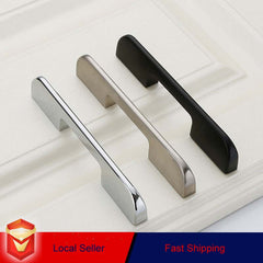 Zinc Kitchen Cabinet Handles Drawer Bar Handle Pull Black Silver Brushed Silver 128MM 160MM 256MM 320MM