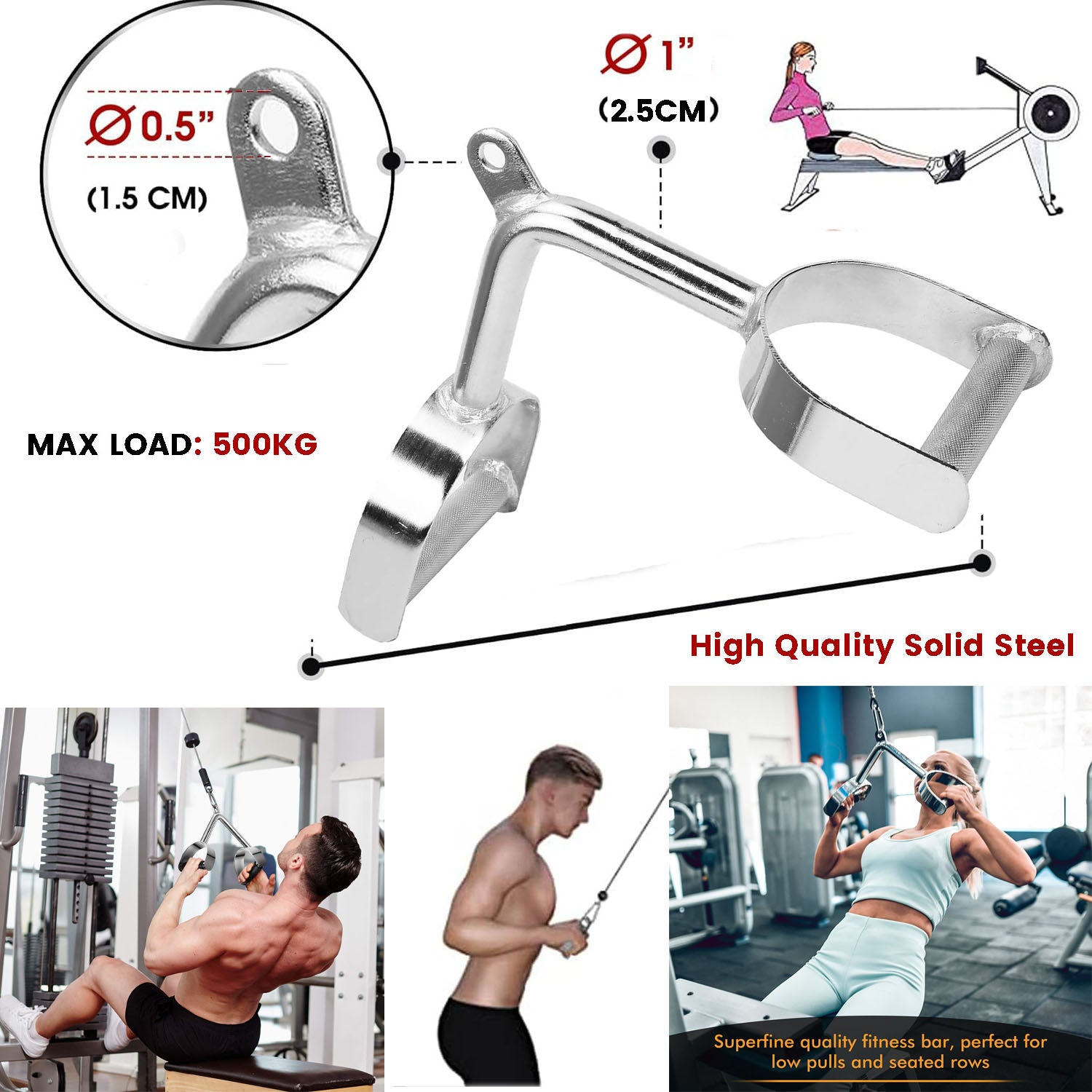 Triangular Cable D Handle LAT V Bar V Triangle Handle Double D Row Handle Cable Machine Attachme ...