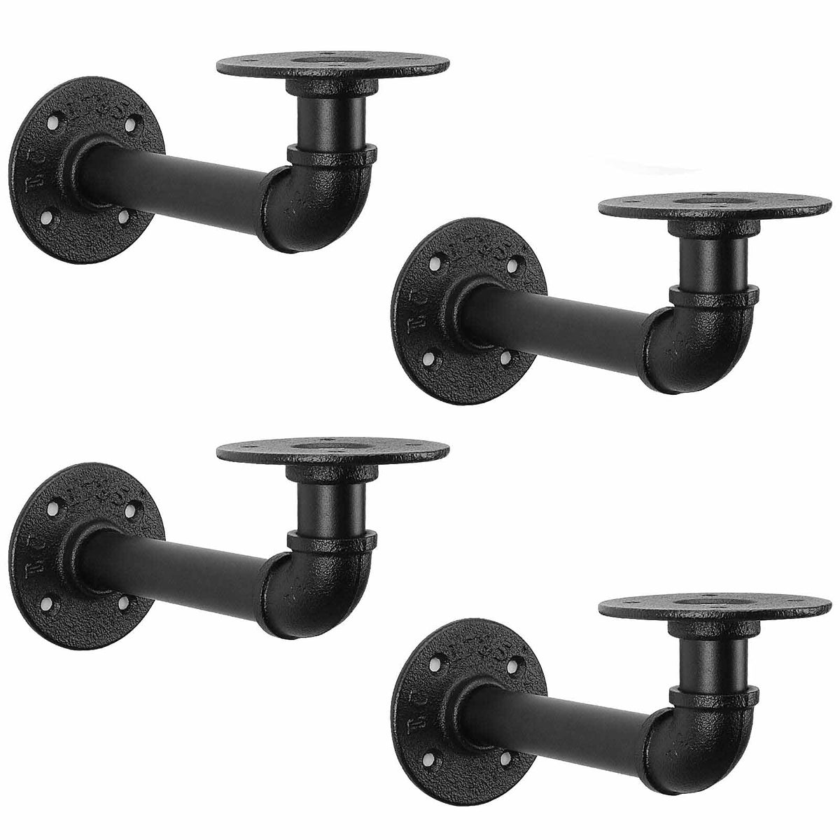 4PCS Pipe Floating Shelf Bracket Industrial Pipe Shelf Bracket Mounting Bracket Storage Racks D¨¦cor