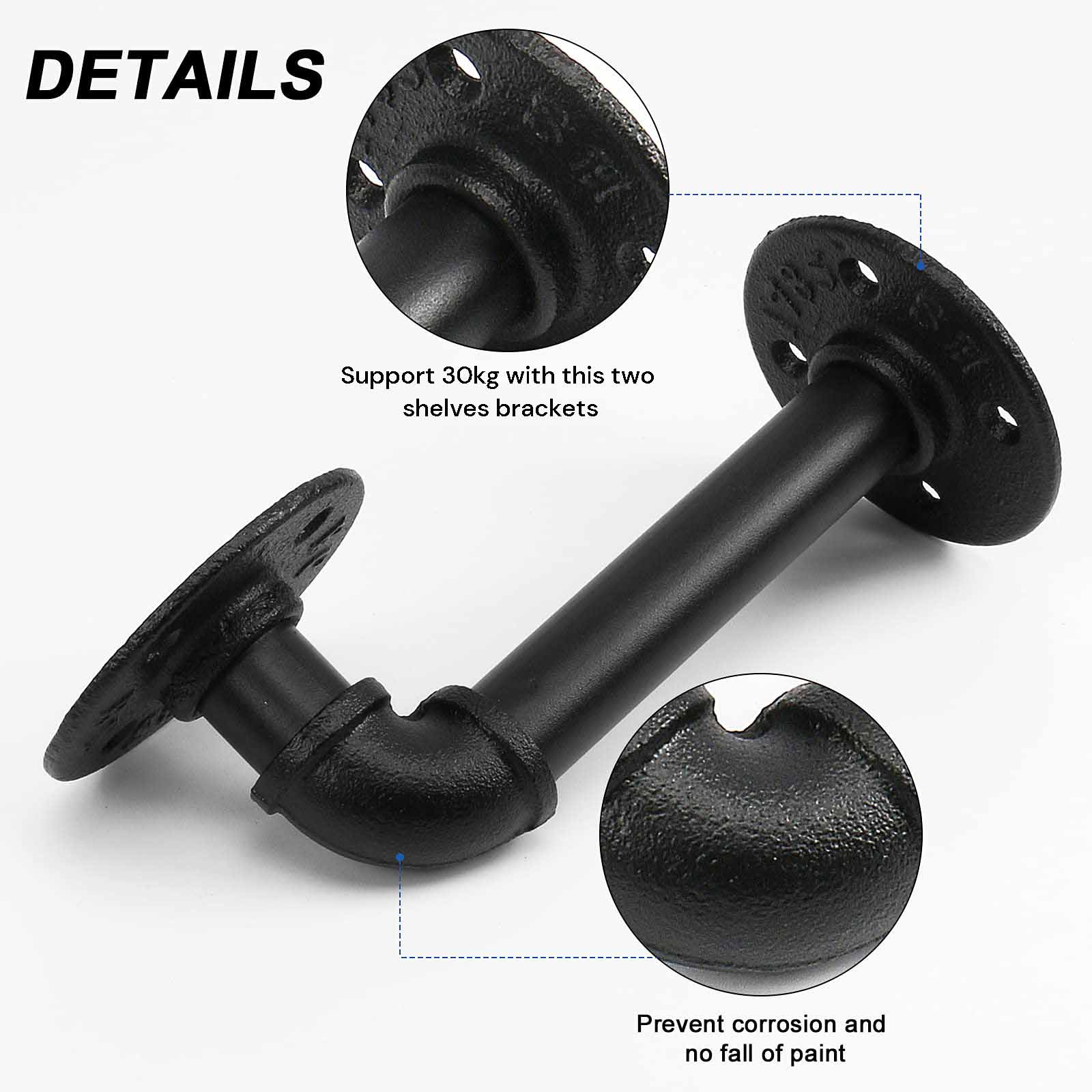 4PCS Pipe Floating Shelf Bracket Industrial Pipe Shelf Bracket Mounting Bracket Storage Racks D¨¦cor