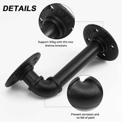 4PCS Pipe Floating Shelf Bracket Industrial Pipe Shelf Bracket Mounting Bracket Storage Racks D¨¦cor