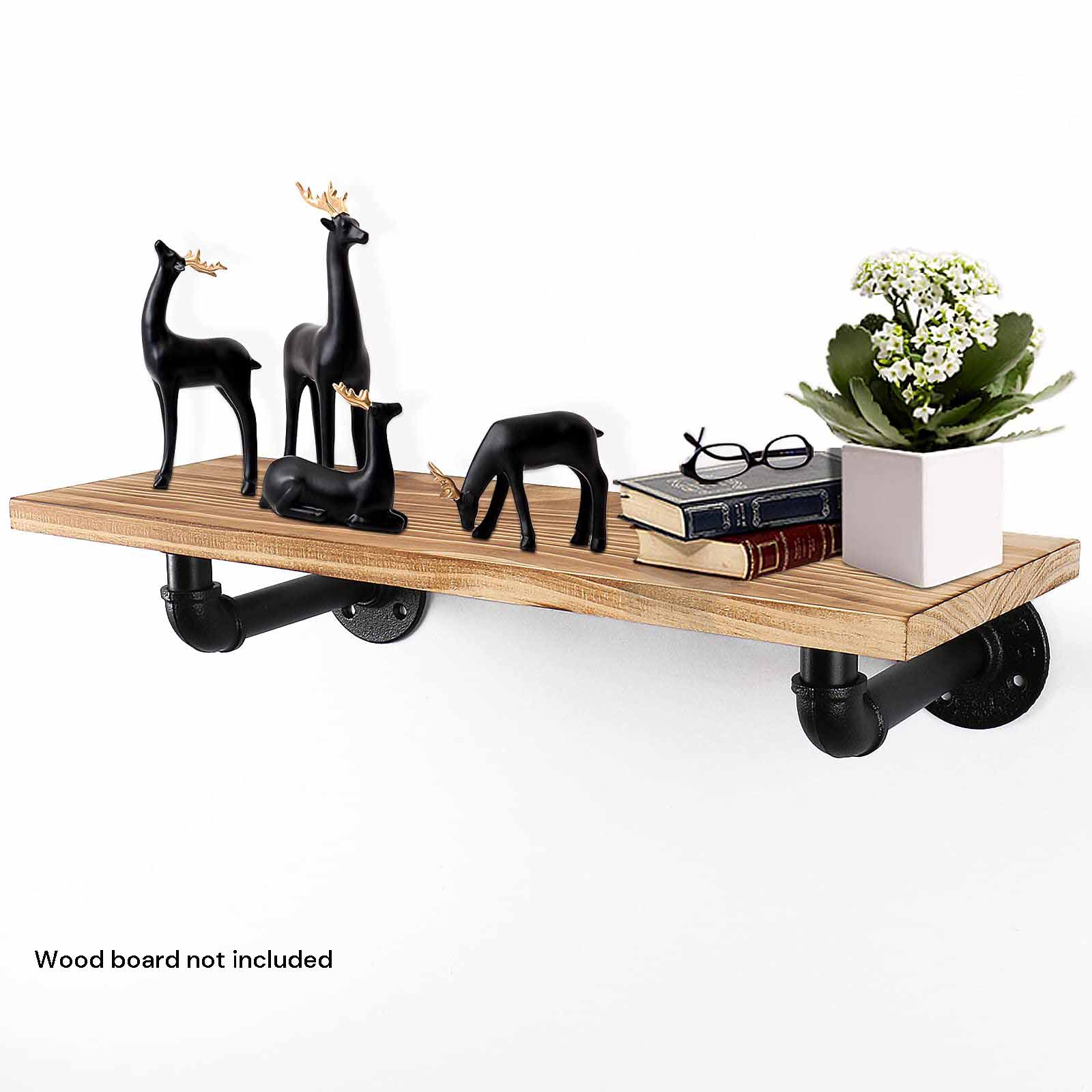 4PCS Pipe Floating Shelf Bracket Industrial Pipe Shelf Bracket Mounting Bracket Storage Racks D¨¦cor