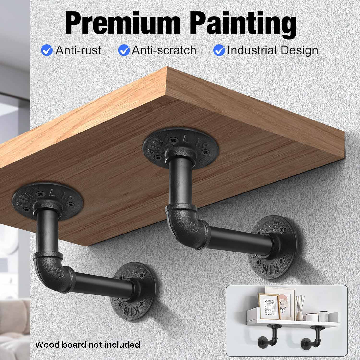 4PCS Pipe Floating Shelf Bracket Industrial Pipe Shelf Bracket Mounting Bracket Storage Racks D¨¦cor