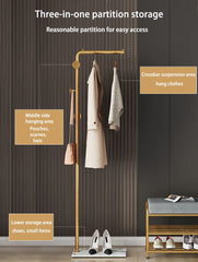 Metal Coat Rack Marble Base Hooks Clothes Coats Bag Tree Hat Display Hanger Stand Organiser 2 Pole