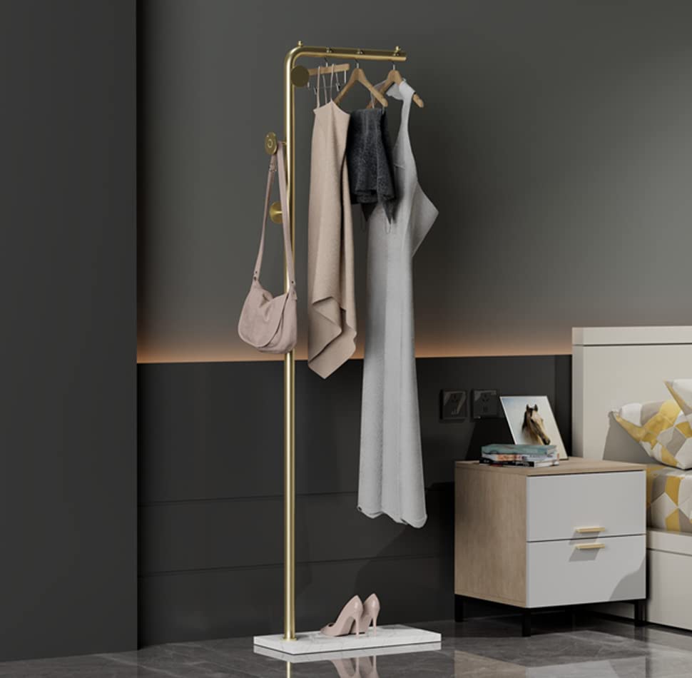 Metal Coat Rack Marble Base Hooks Clothes Coats Bag Tree Hat Display Hanger Stand Organiser 2 Pole