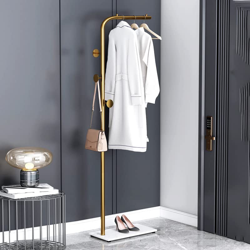 Metal Coat Rack Marble Base Hooks Clothes Coats Bag Tree Hat Display Hanger Stand Organiser 2 Pole