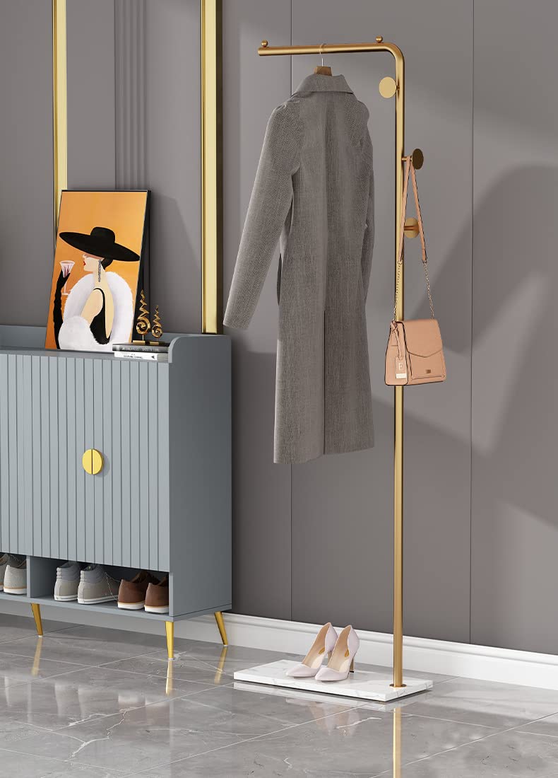 Metal Coat Rack Marble Base Hooks Clothes Coats Bag Tree Hat Display Hanger Stand Organiser 2 Pole