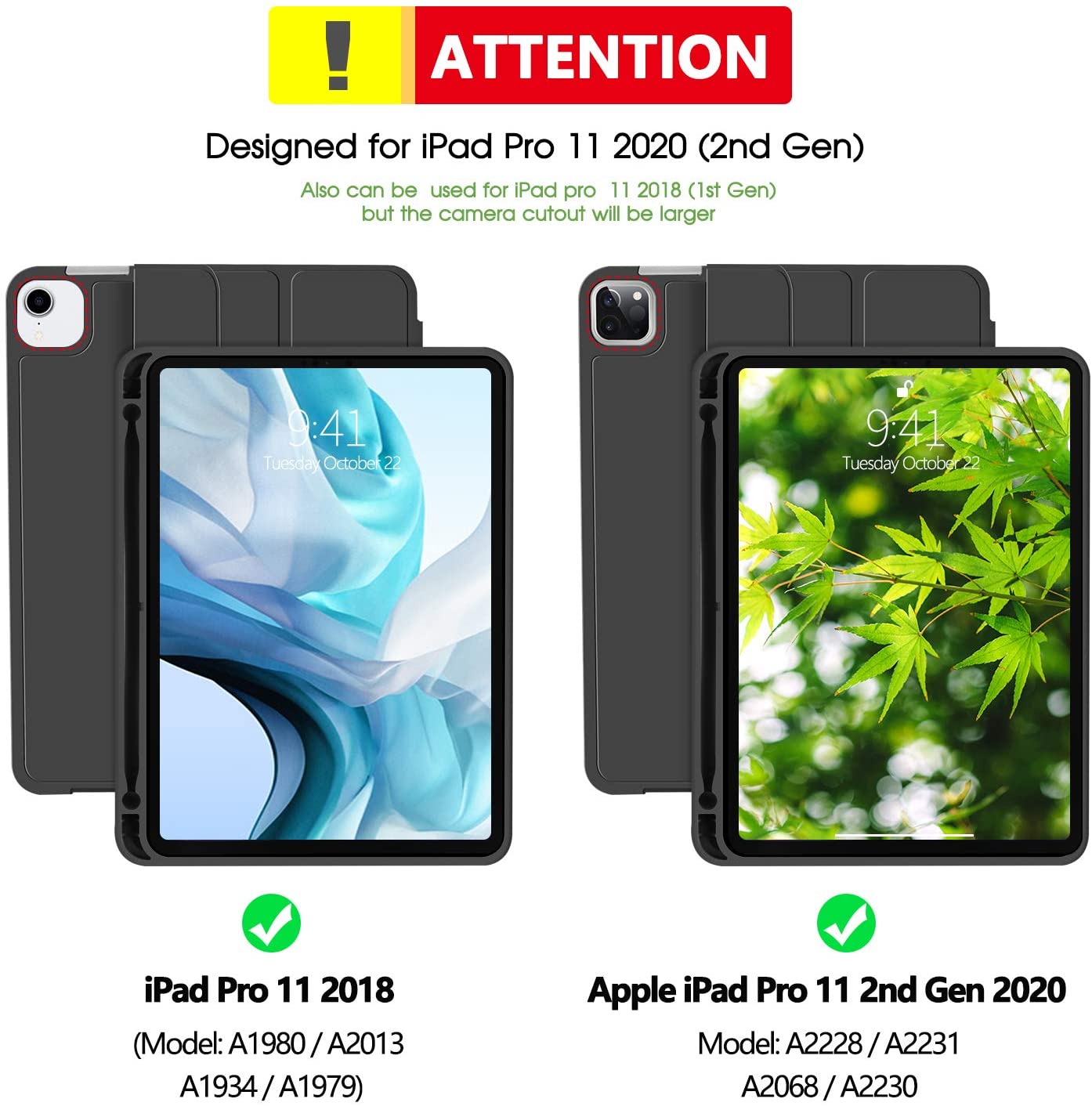 iPad Pro 11 Inch 2020-2022 Soft Tpu Smart Premium Case Auto Sleep Wake Stand Cover Pencil holder