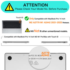 MacBook Pro 14 Max Inch Case 2023 2022 2021 M2 A2779 M1 A2442 Hardshell Case Keyboard Cover