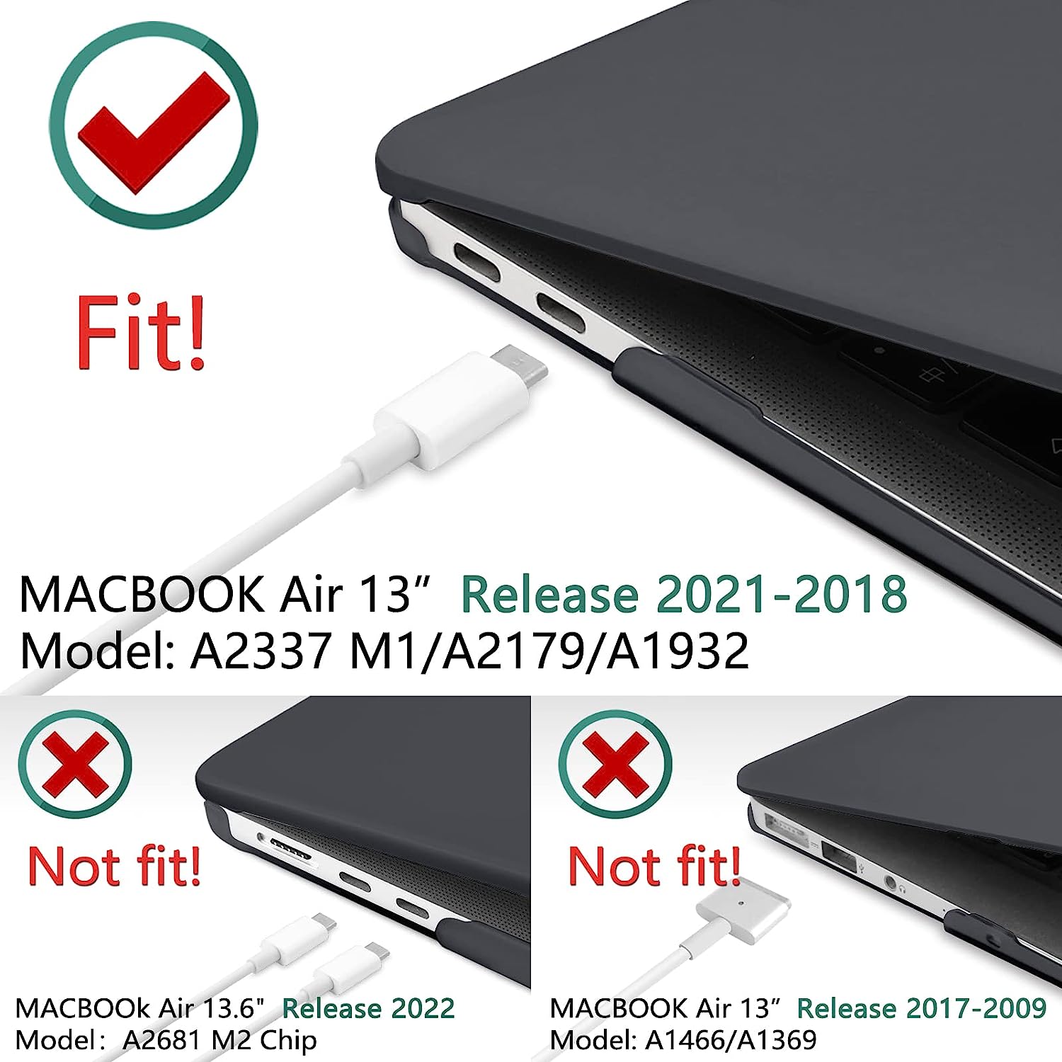 MacBook Air 13 Inch Case 2022 2021 2020 2019 2018, A1932, A2179,A2337 Shell Case Keyboard Cover
