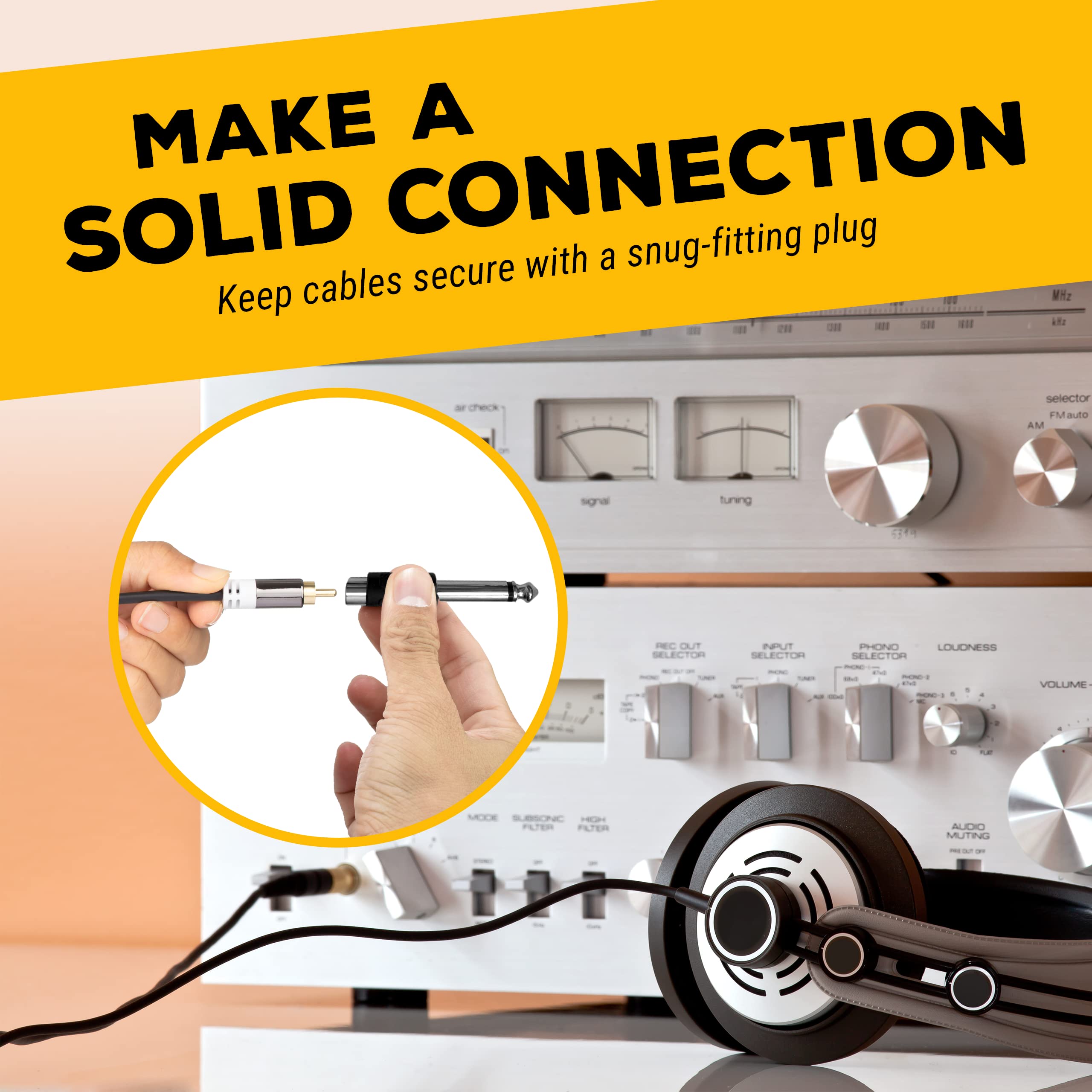 6.35mm Male to RCA Female Mono Audio Adapter Jack Connectors Nickel Plating
