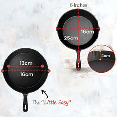6inch 16cm Cast Iron Skillet Cookware Frying pan Pre-Seasoned Grill Pan Pans