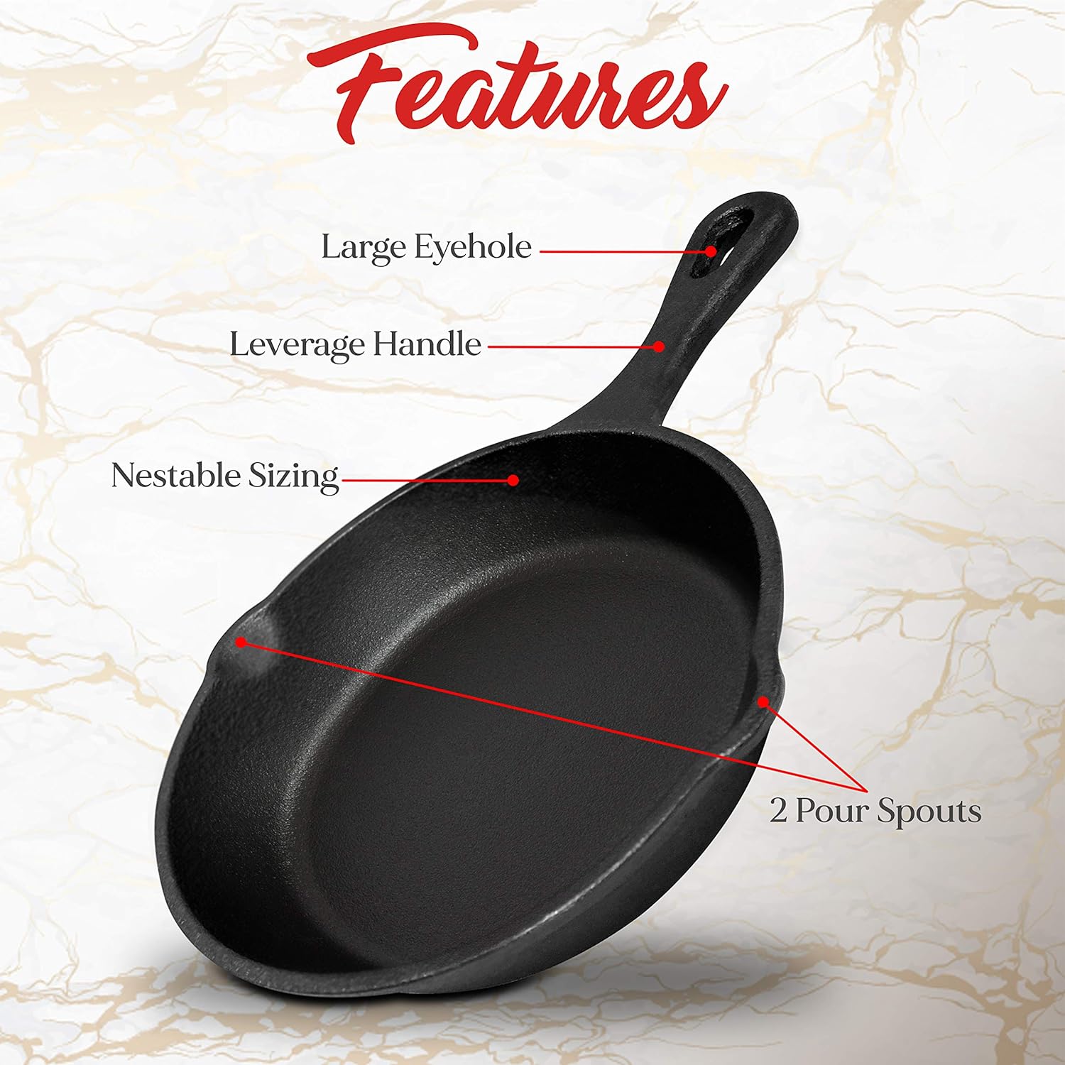 6inch 16cm Cast Iron Skillet Cookware Frying pan Pre-Seasoned Grill Pan Pans