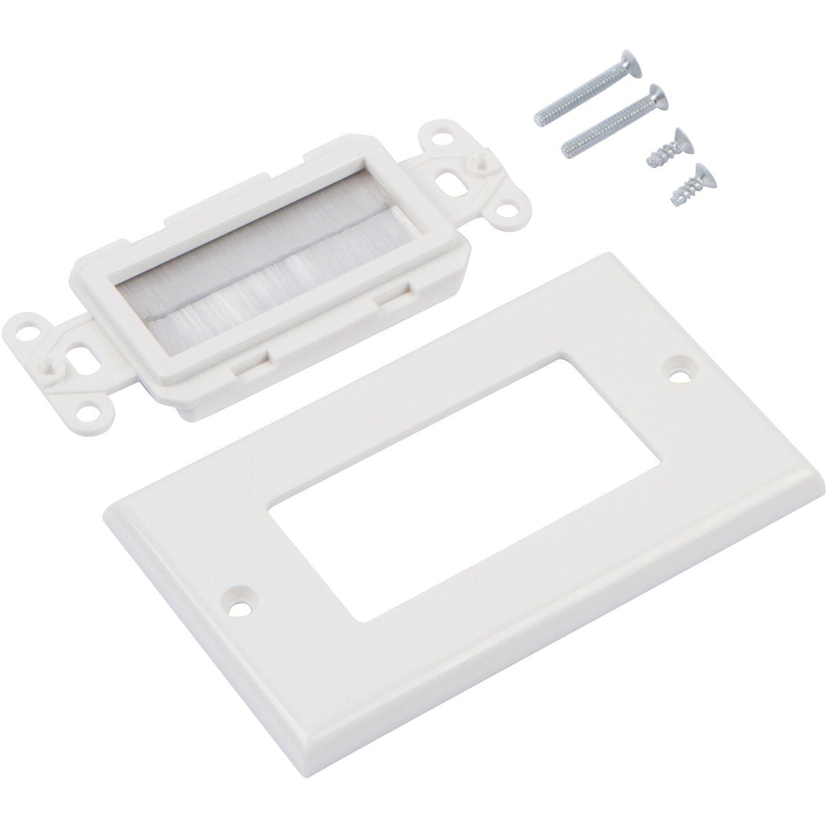 White Brush Wall Plate Wires Cable Access Strap Management Socket Mount Port HDMI